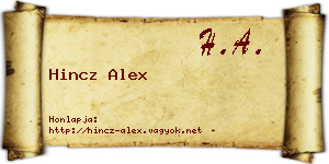 Hincz Alex névjegykártya